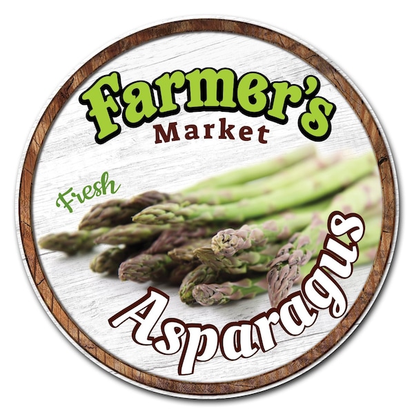 Corrugated Plastic Sign With Stakes 24in Circular-Farmers Market Asparagus, C-24-CIR-WS-Asparagus